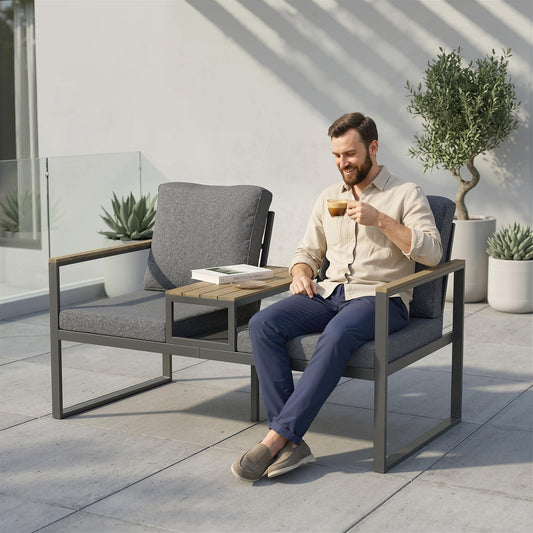 Banc de jardin avec table intégrée 136 cm