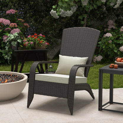 Fauteuil Adirondack rotin extérieur avec coussins