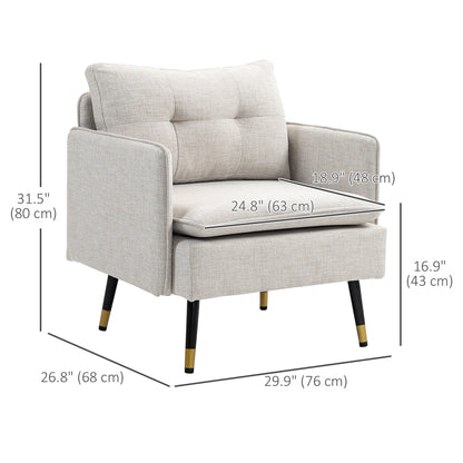 Fauteuil d'accent rembourré dossier capitonné pieds acier