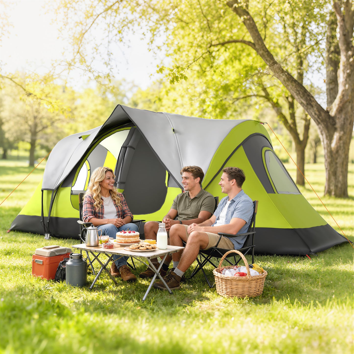 Tente de camping tunnel 6-8 personnes imperméable 2000mm