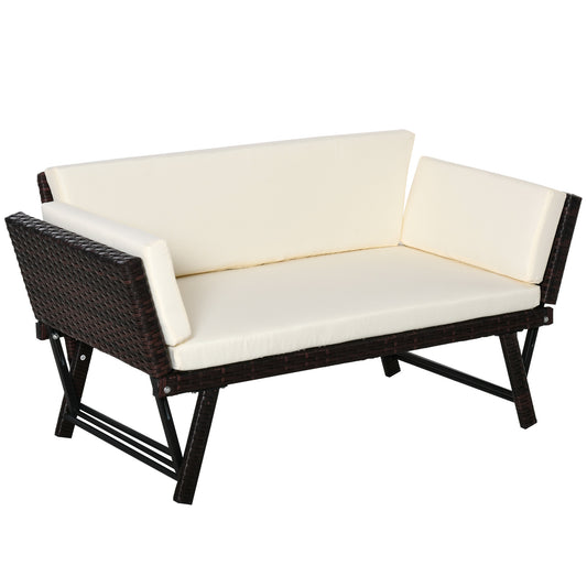Canapé-lit en Rotin Convertible Aosom - Meuble de Patio Ajustable