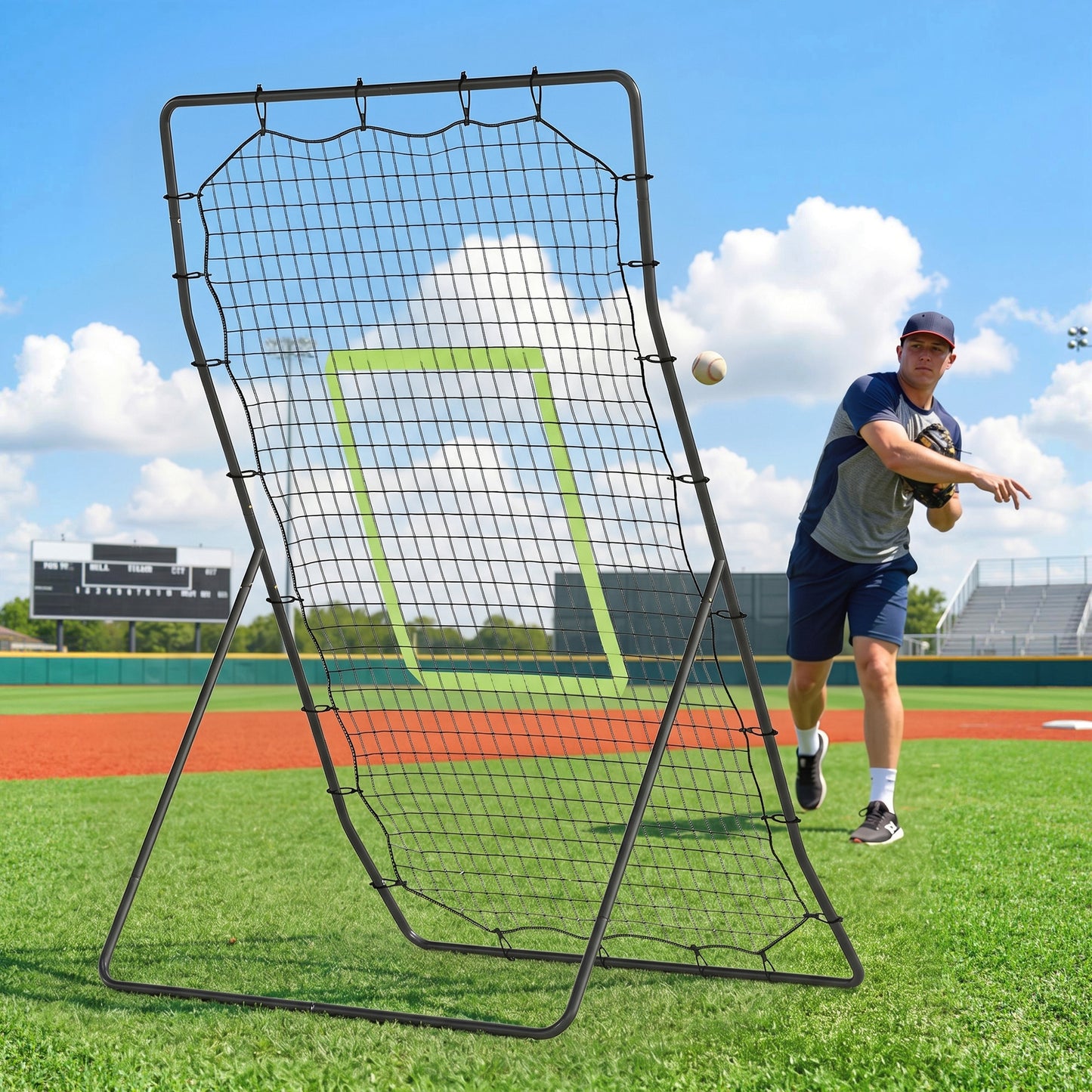 Filet rebondissant d'entraînement baseball avec zone de frappe