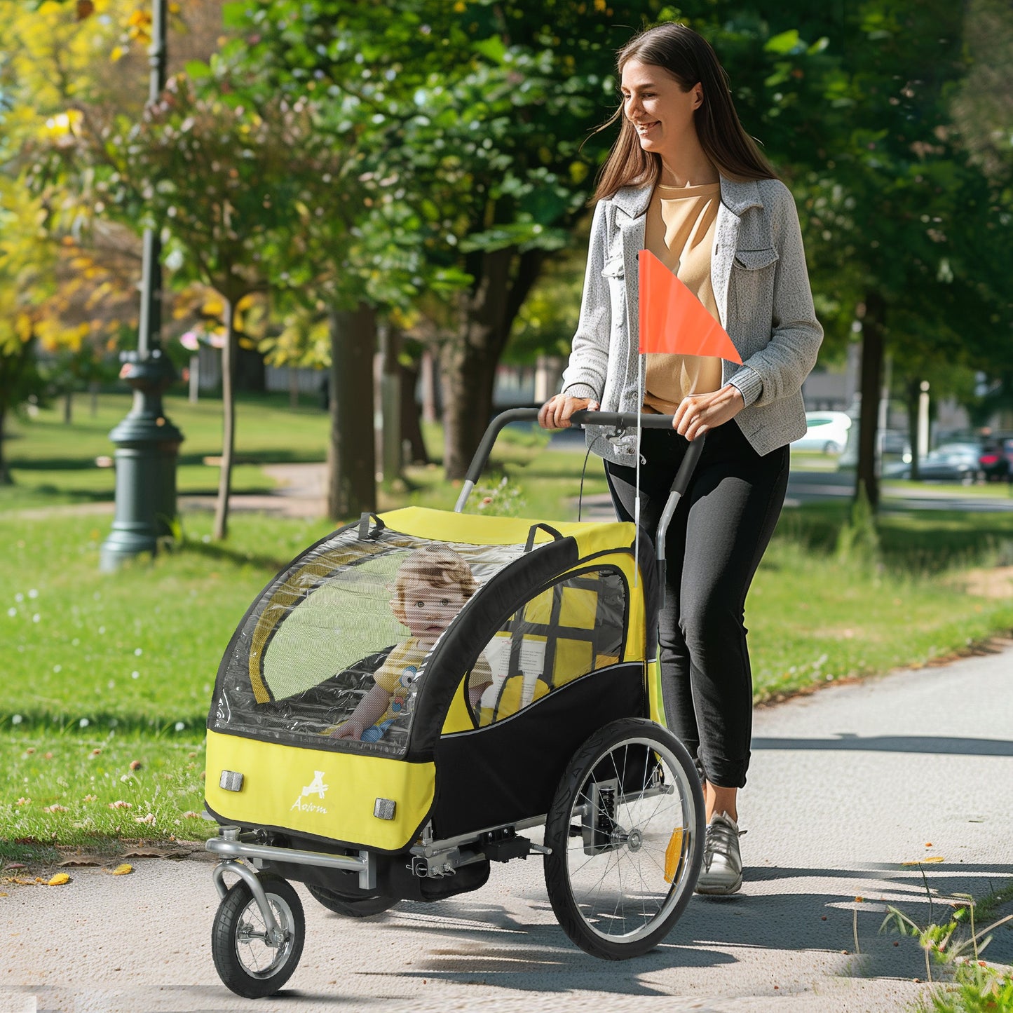 Remorque vélo enfants 2-en-1 avec poussette pliable