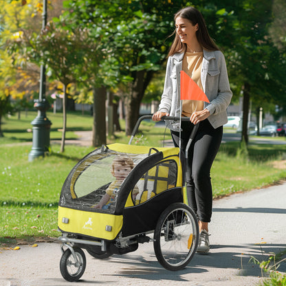 Remorque vélo enfants 2-en-1 avec poussette pliable
