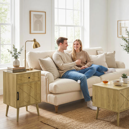 Tables de chevet avec tiroir et cabinet — lot de 2