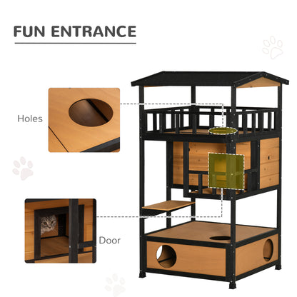 Maison pour chats extérieure 4 étages en bois de sapin