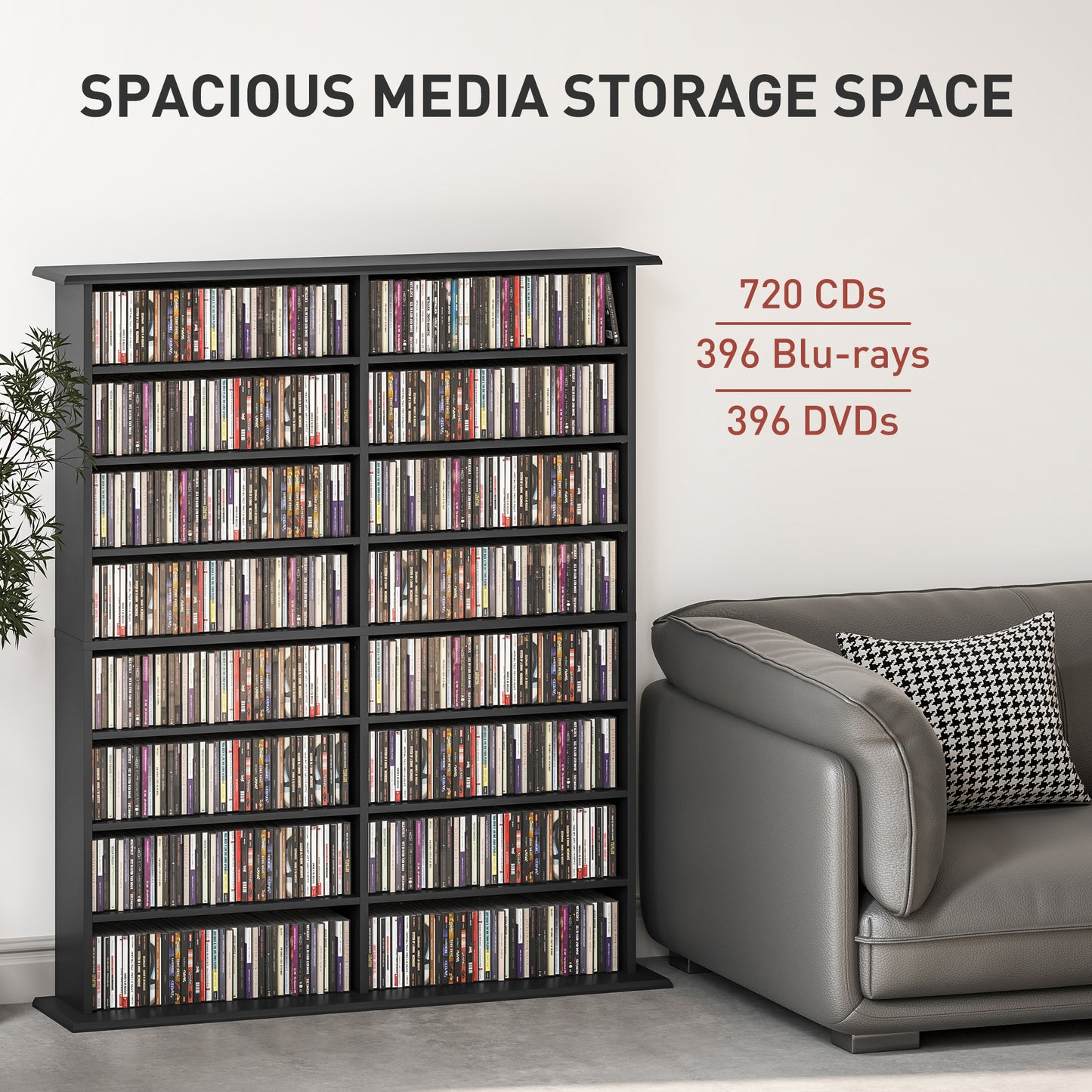 Bibliothèque médias 8 niveaux 16 compartiments ajustables