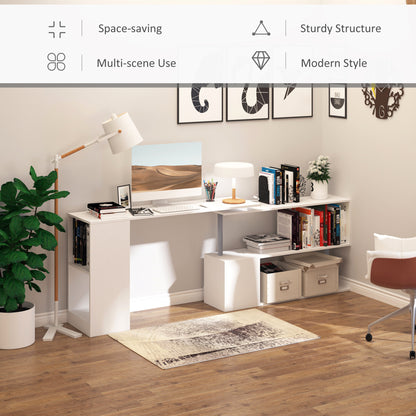 Bureau d'angle rotatif 360° avec étagères 3 niveaux