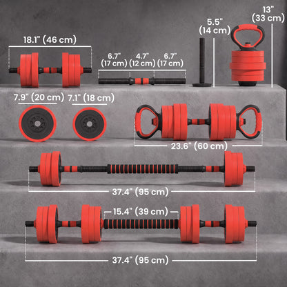 Ensemble d'haltères ajustables 4 en 1 de 20 kg