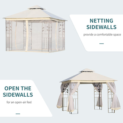 Gazebo de patio toit double 3x3 m acier