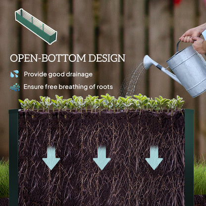 Outsunny Galvanized Raised Garden Bed 240x40x45cm Outdoor Garden