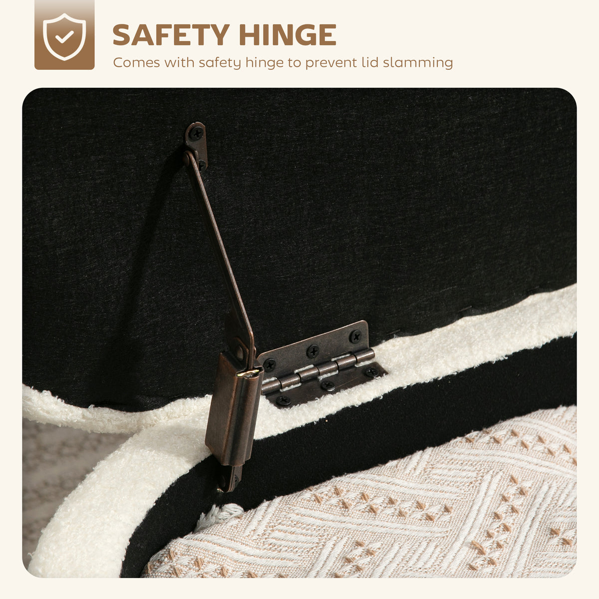 Banc de rangement en molleton sherpa avec pieds en acier