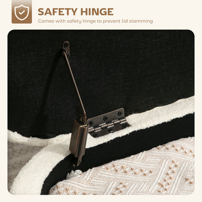 Banc de rangement en molleton sherpa avec pieds en acier