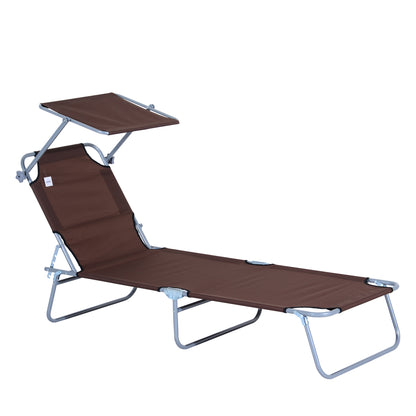 Chaise longue pliante avec auvent réglable