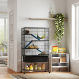 Cage pour petits animaux sur roulettes 150.5 cm