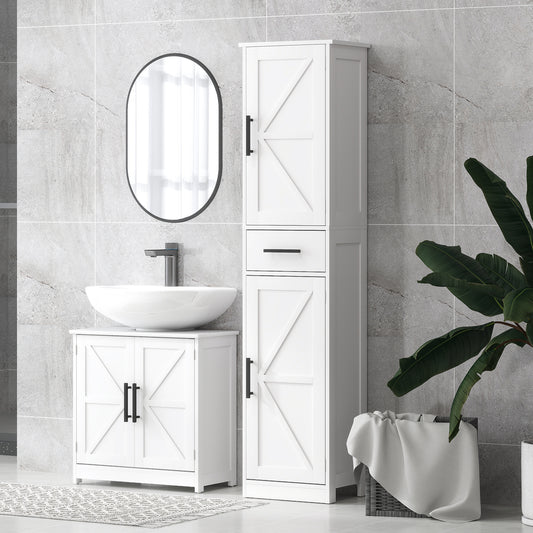 Meuble sous-lavabo style champêtre portes de grange