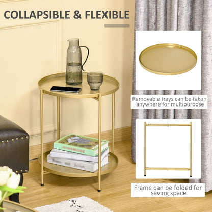 Table d'appoint ronde à deux plateaux amovibles