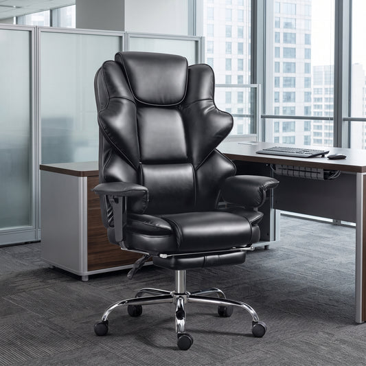 Chaise de bureau ergonomique grand format en cuir PU