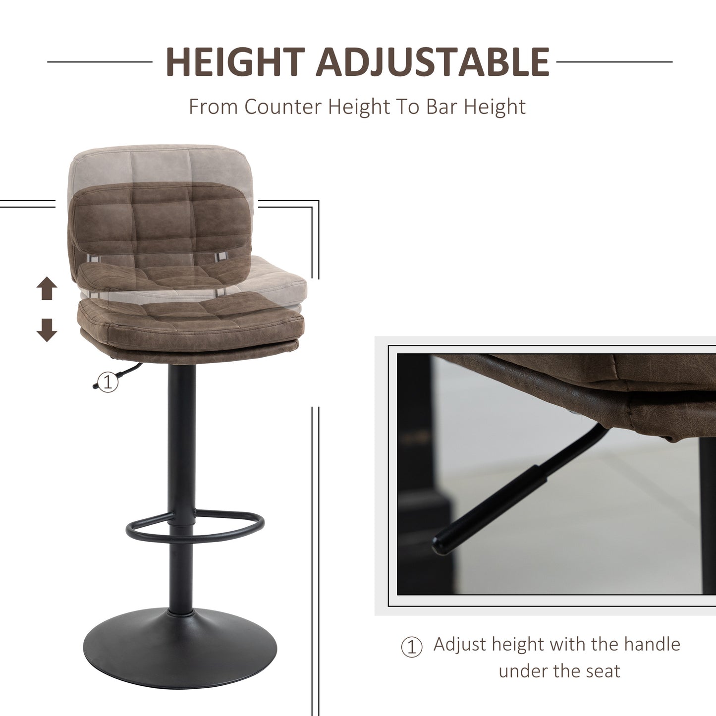Tabourets de bar pivotants hauteur ajustable avec dossier ensemble 2