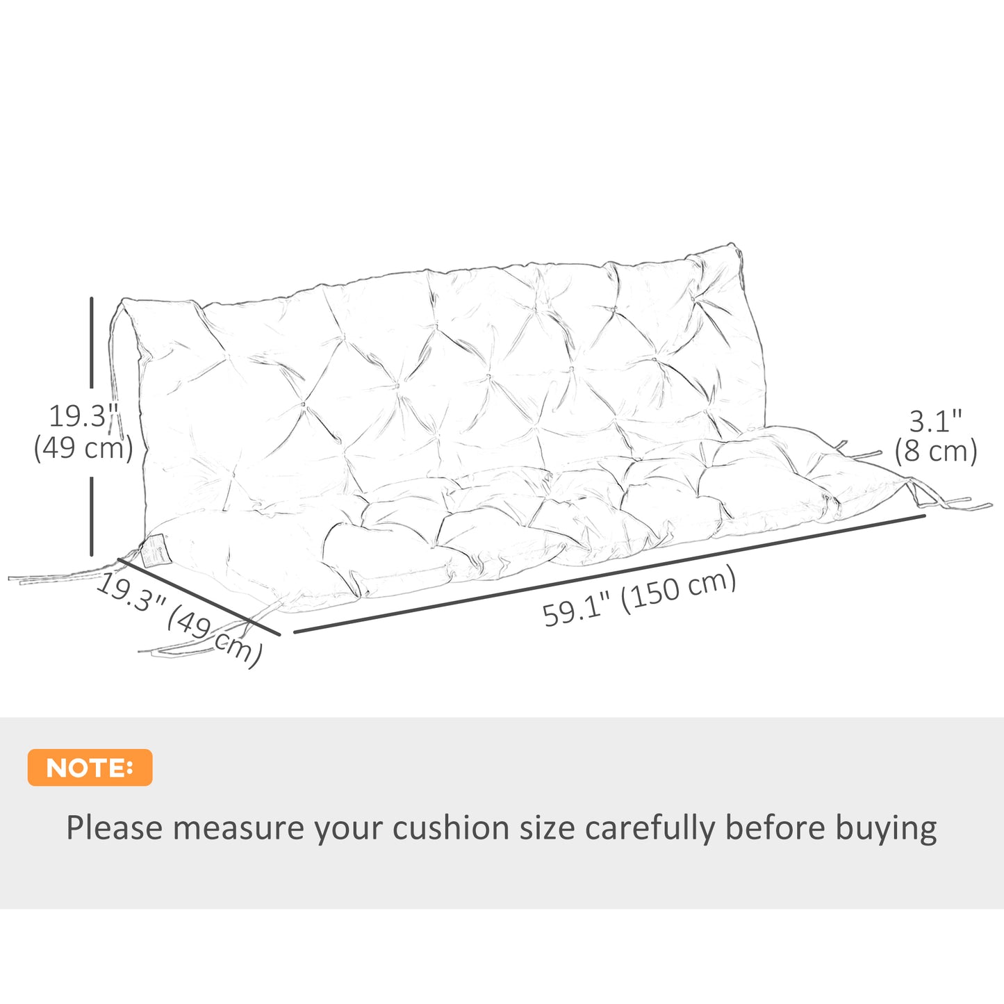 Coussin de balancelle 3 places avec dossier antidérapant