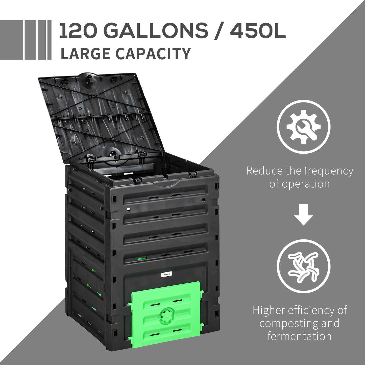 Bac à compost extérieur 80 évents 2 portes 450 L