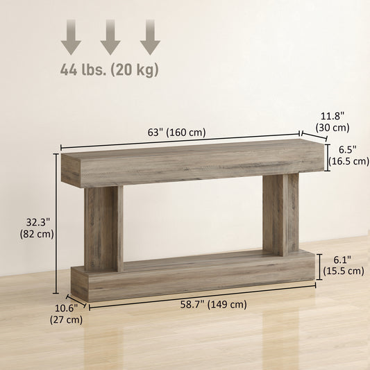 Table console vintage avec tablette inférieure 160 cm
