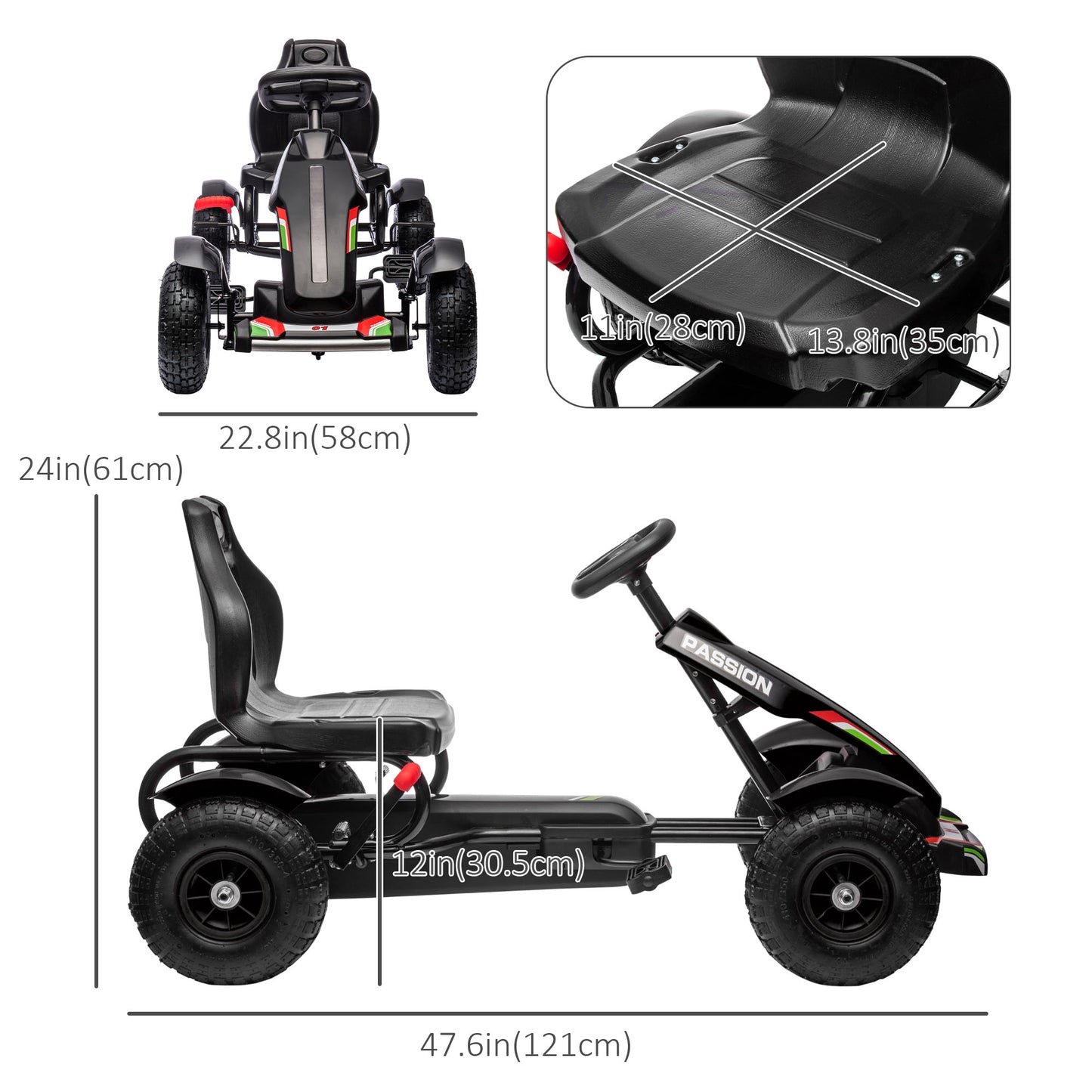 Kart à pédales pour enfants avec freins