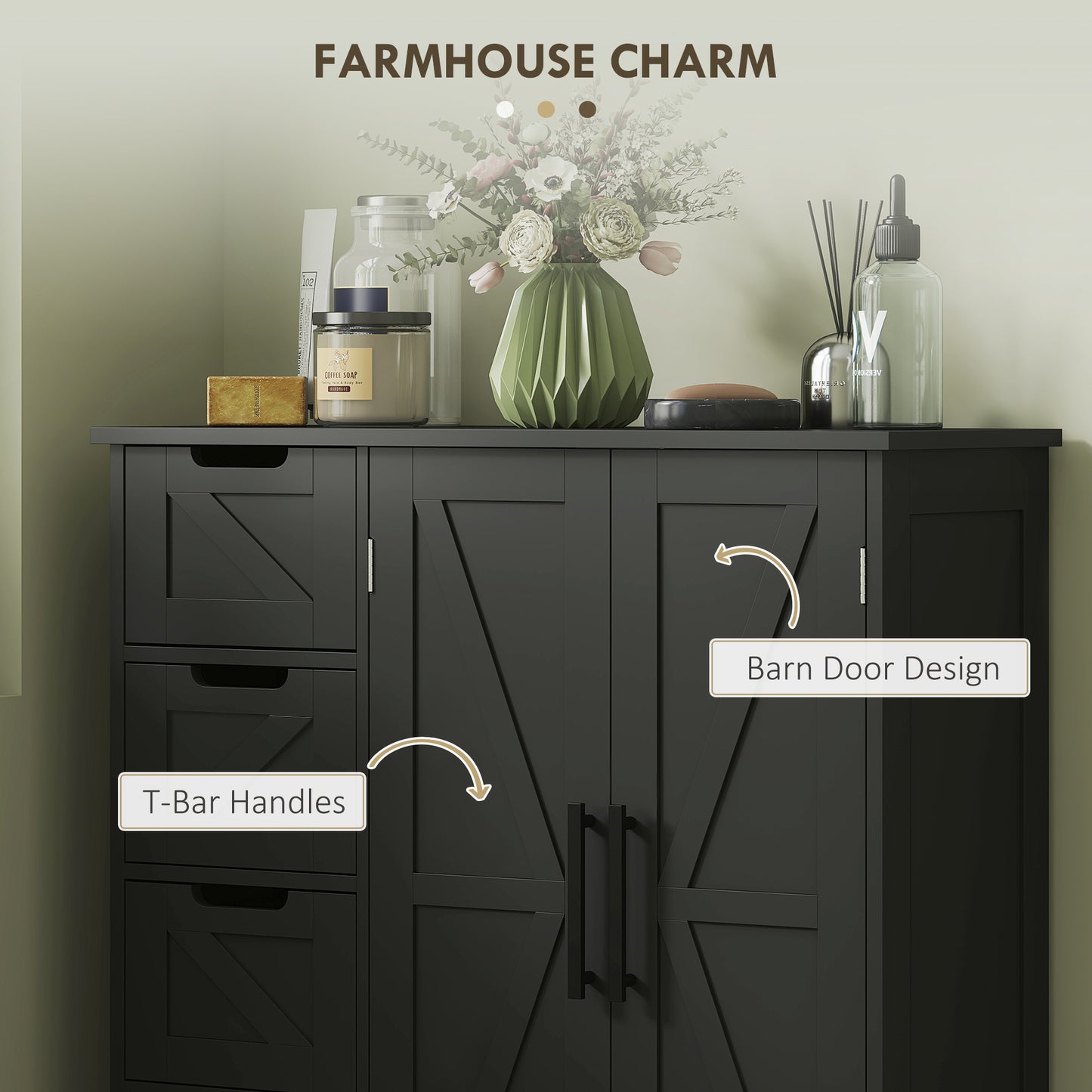 Armoire de salle de bain style fermette avec tiroirs