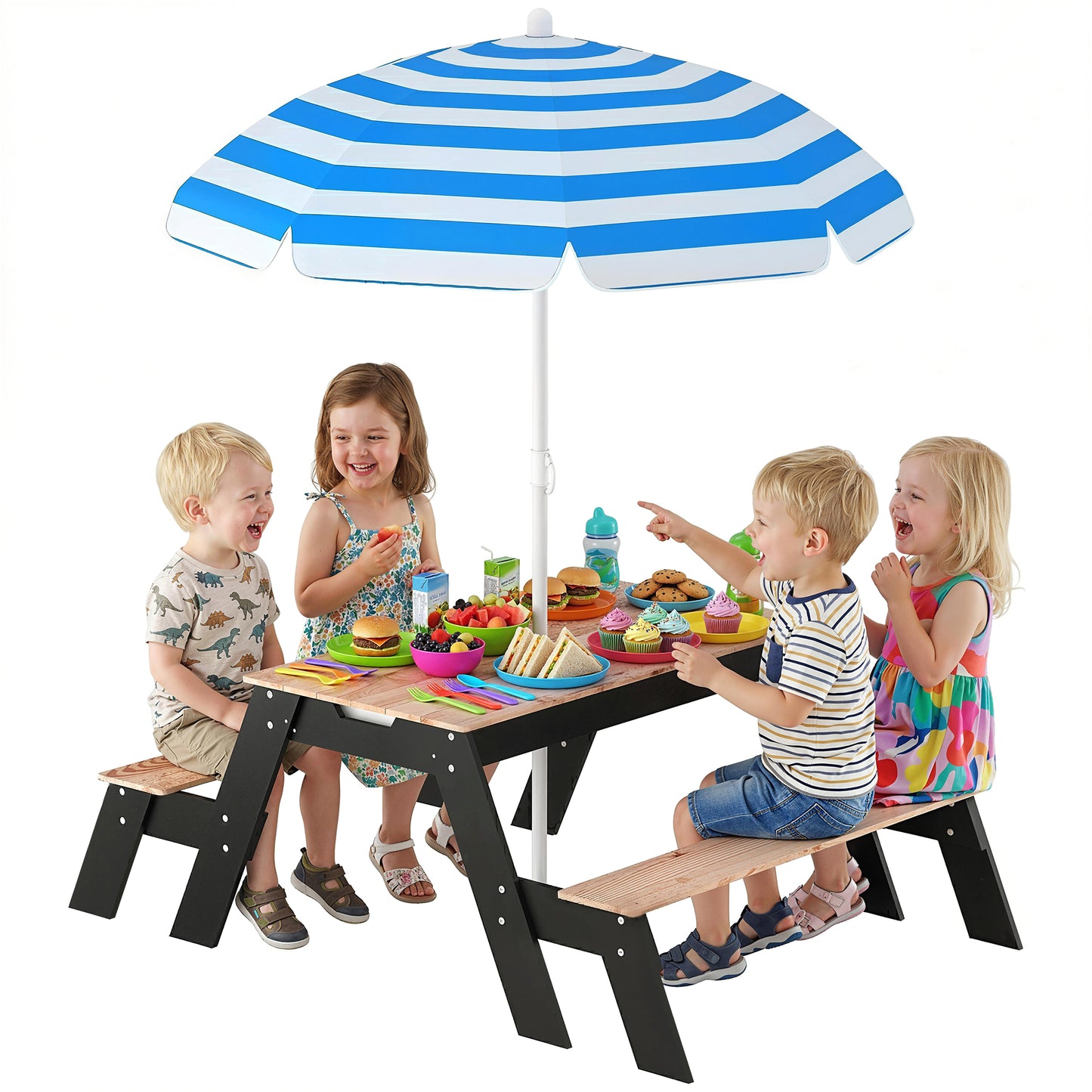 Table de pique-nique enfant 3 en 1 avec parasol