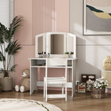 Coiffeuse pour enfants 2 en 1 avec miroir et tabouret