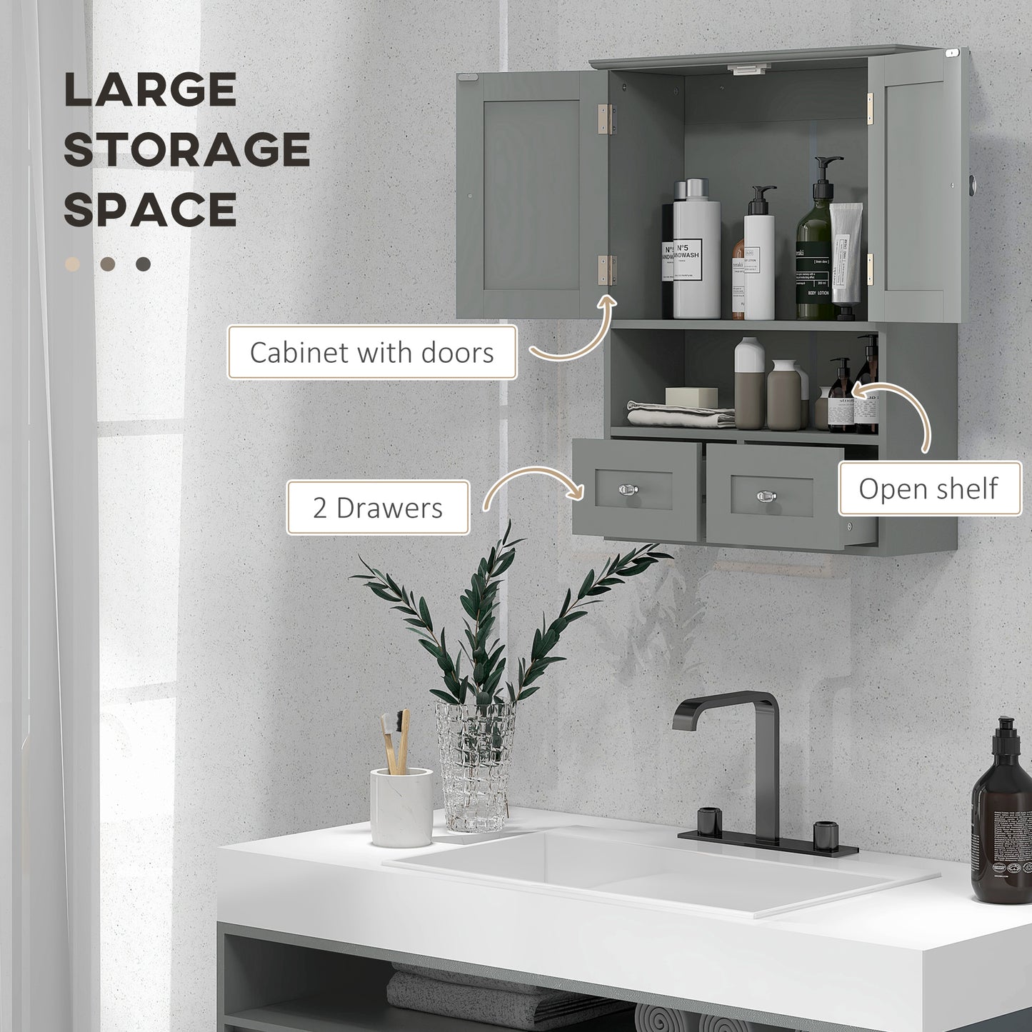 Armoire murale salle de bain avec tiroirs et étagère