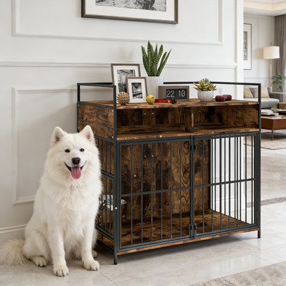 Cage pour chien meuble table d'appoint bols pivotants