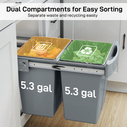 Poubelle coulissante sous armoire 40 L compartiments