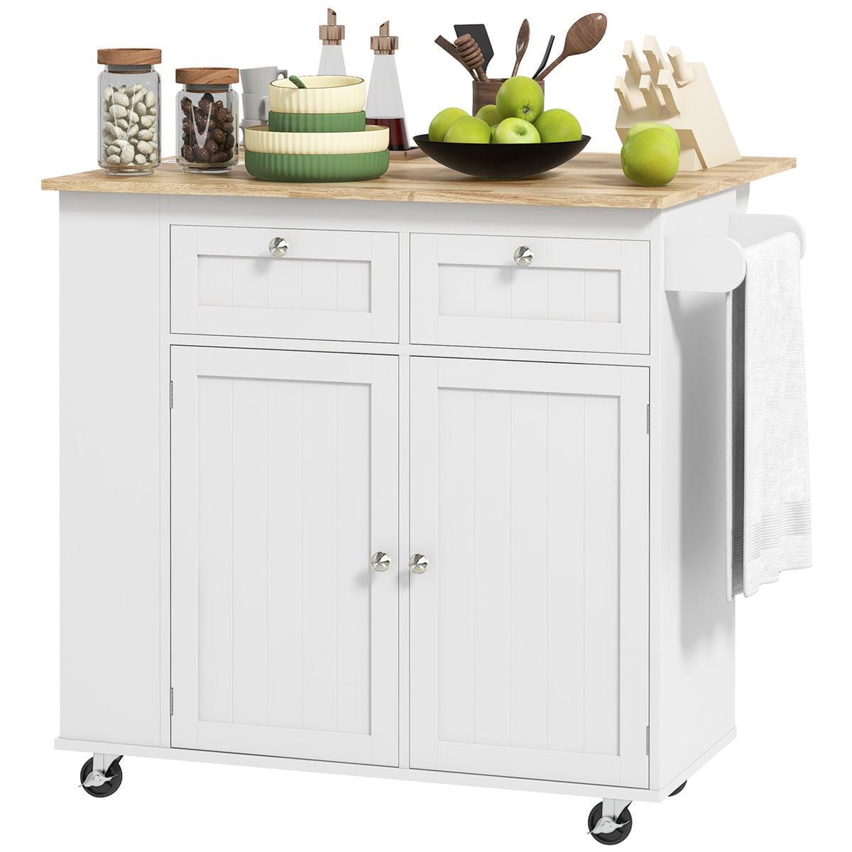 Îlot de cuisine roulant avec tablettes réglables