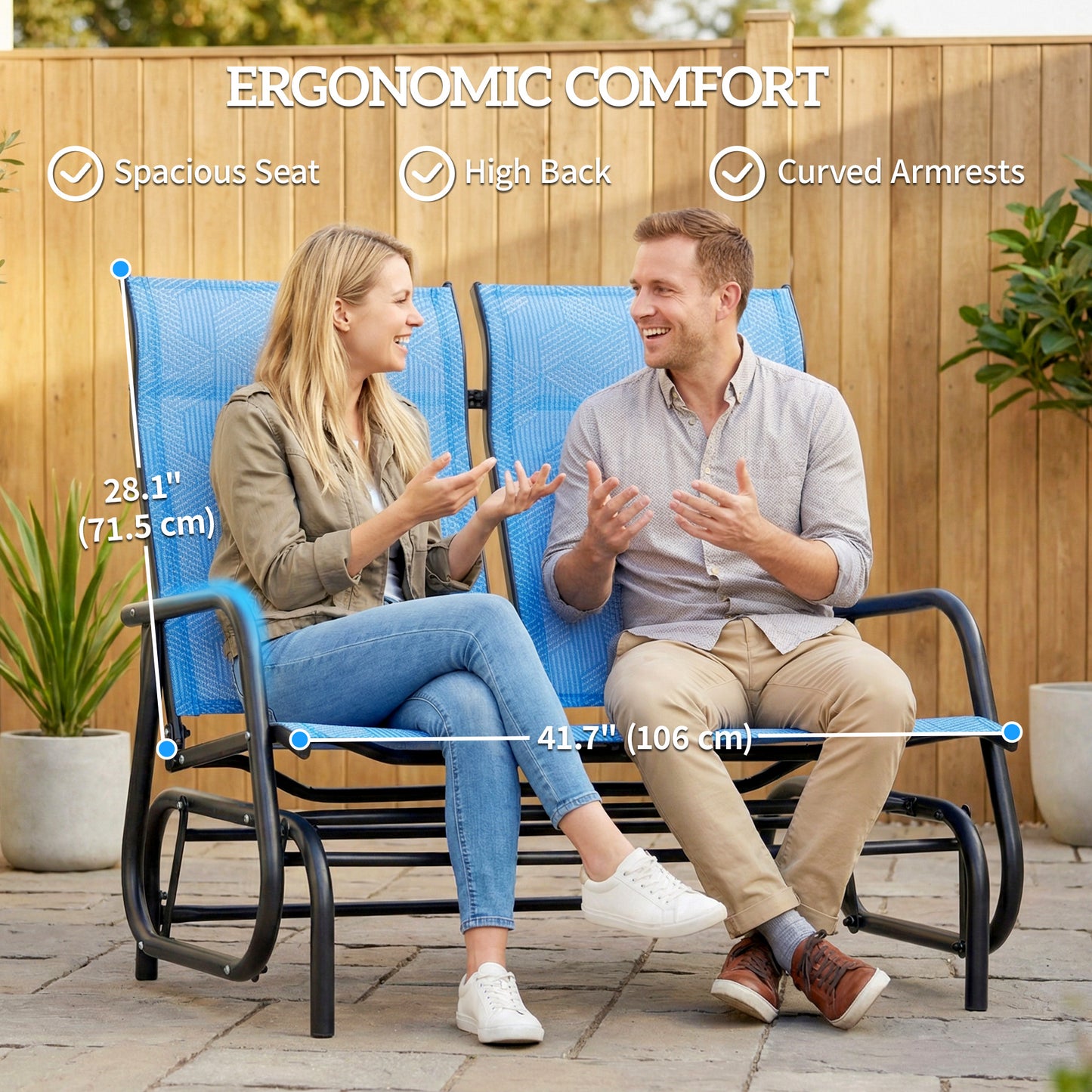 Banc planeur extérieur 2 places mécanisme glissement
