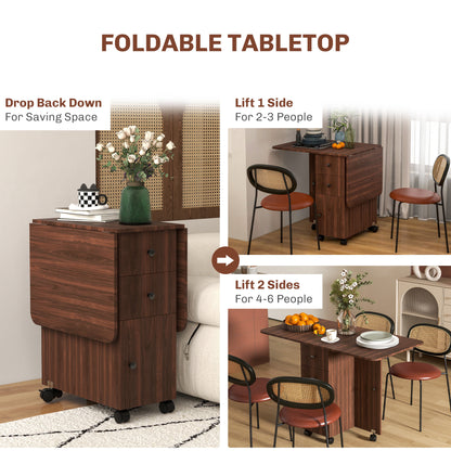 Table à manger pliante escamotable avec rangement — Roulettes