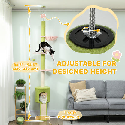 Arbre à chat hauteur réglable avec griffoirs et hamac