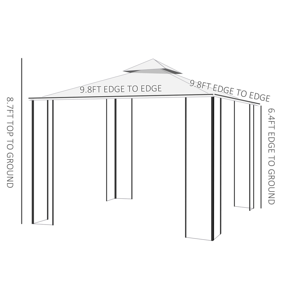 Gazebo de patio toit double 3x3 m acier