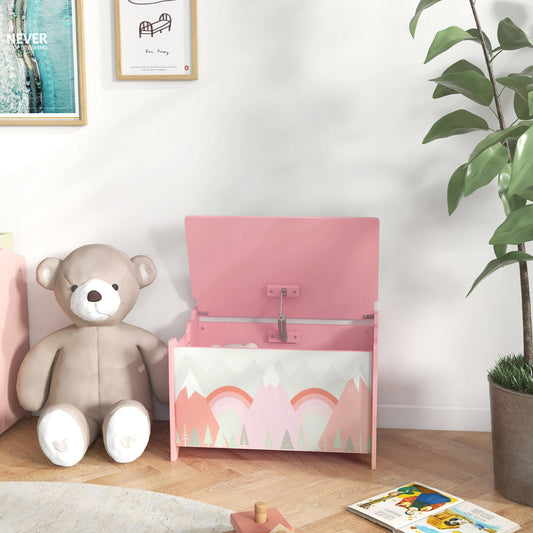 Coffre à jouets avec couvercle et charnières de sécurité