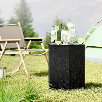 Table d'appoint hexagonale effet bois avec pieds réglables