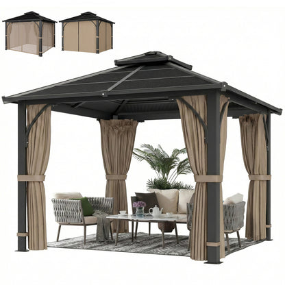 Gazebo toit rigide 10' x 10' polycarbonate double niveau