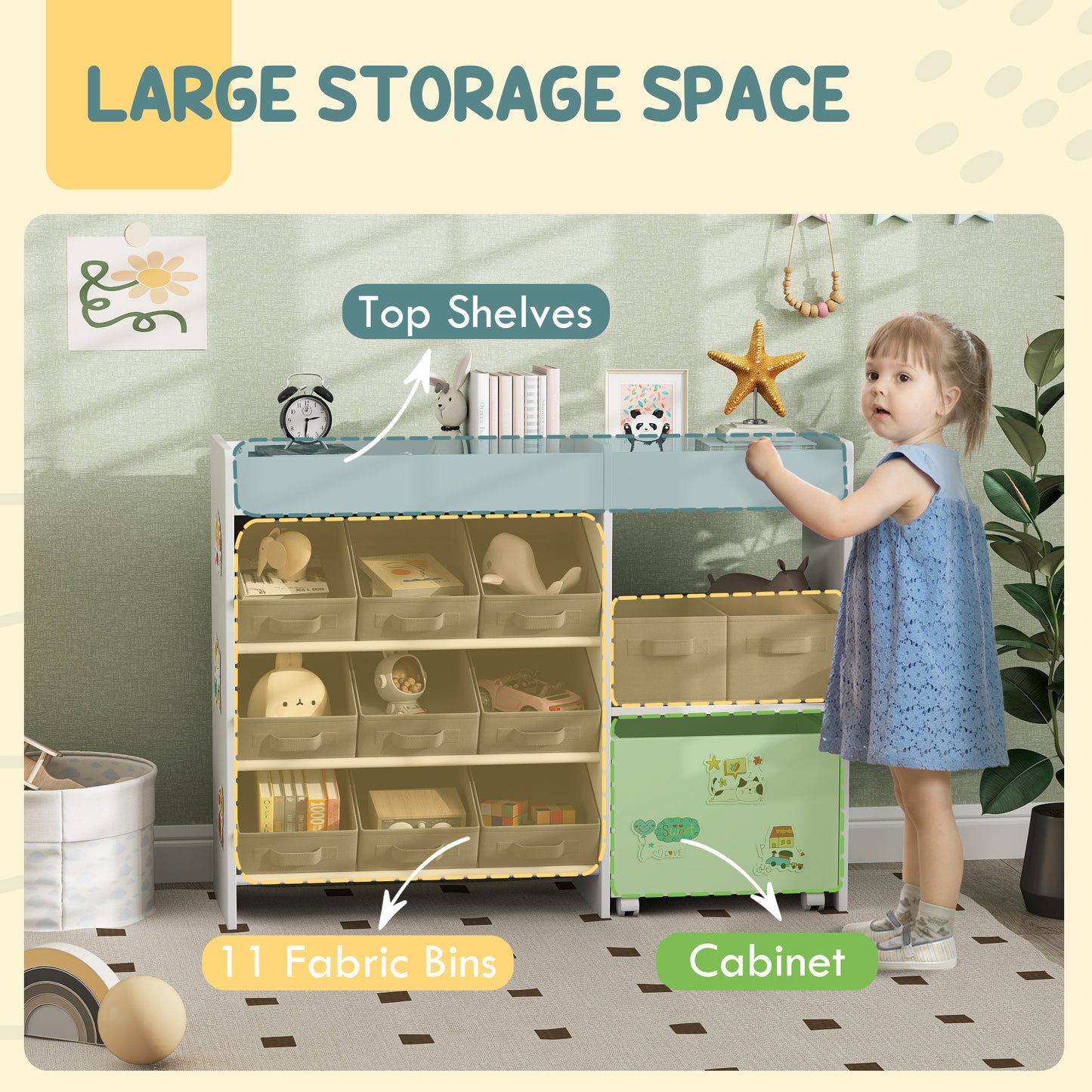 Organisateur de jouets 4 niveaux avec 11 bacs