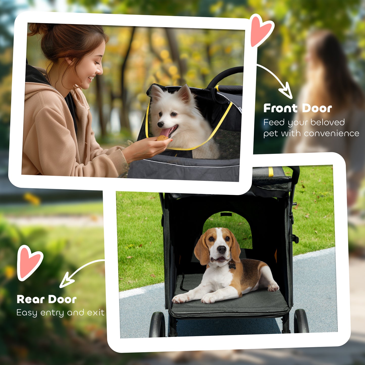 Poussette pliable pour animaux roues universelles amortisseurs