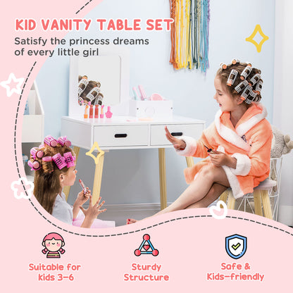 Coiffeuse pour enfants avec miroir et tabouret
