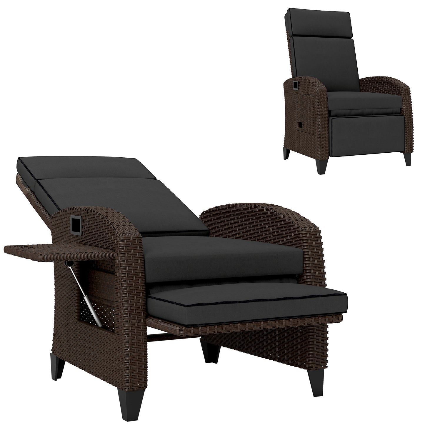 Chaise longue inclinable rotin avec dossier ajustable
