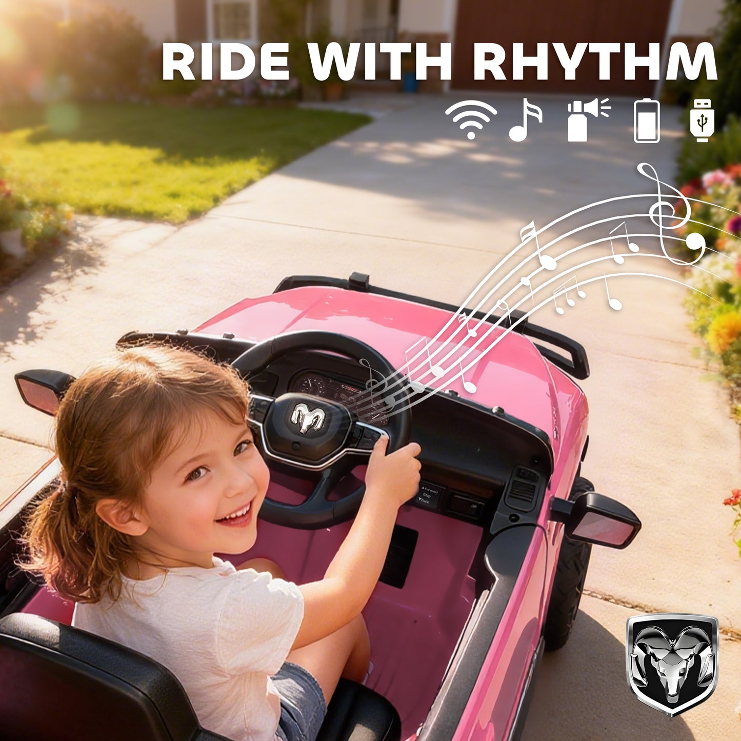 Voiture électrique enfant Dodge RAM 3500 télécommandée 12V