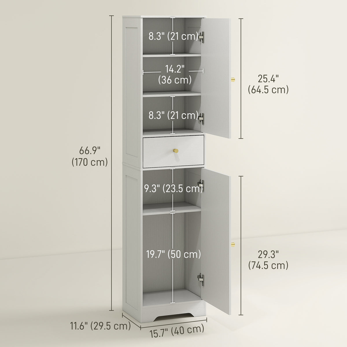 Armoire de salle de bain étroite 170 cm