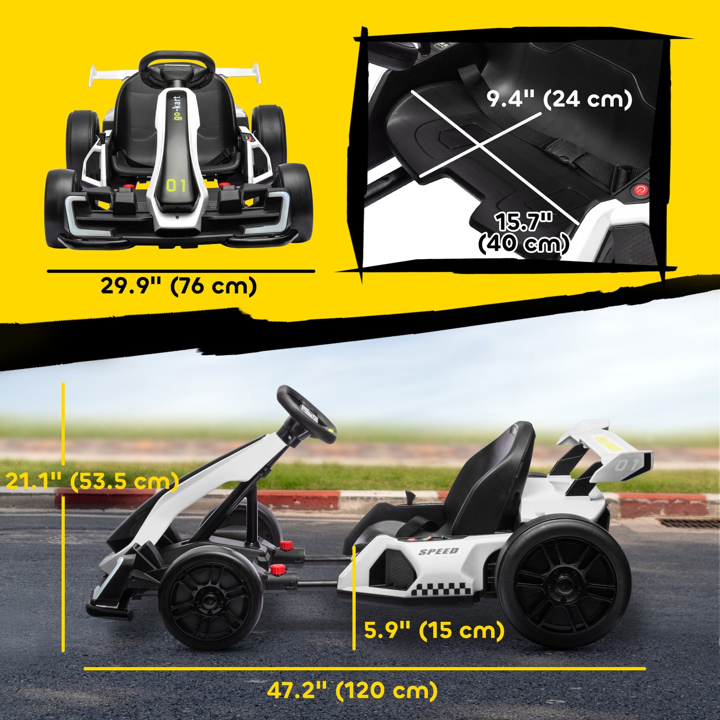 Kart électrique enfant 24V avec siège ajustable