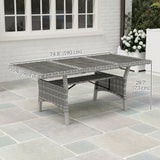 Table de patio à manger pour 6-8 personnes avec tablette