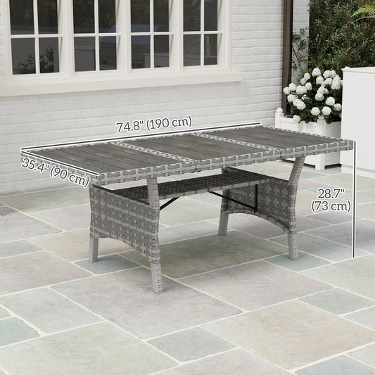 Table de patio à manger pour 6-8 personnes avec tablette